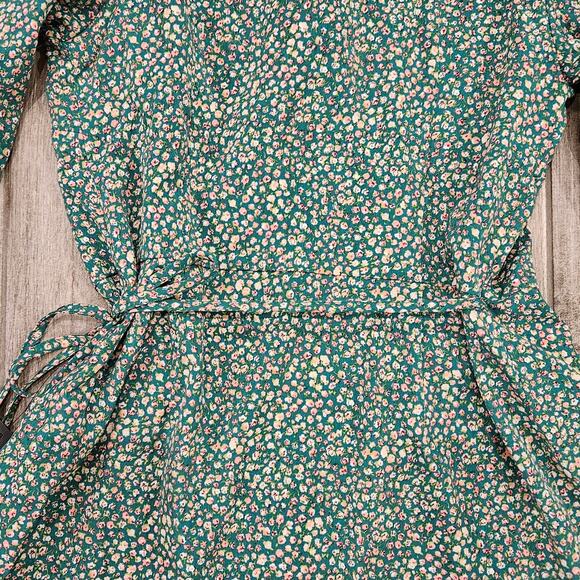 Lulus Dress Womens Size XS Totally Cute Time Green Floral Collared Wrap Mini NEW - Picture 13 of 15